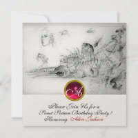 SEASHELLS SWEET 16 FÊTE, Ruby Monogramme Champagne