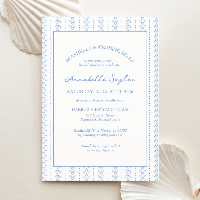 Invitation Seashells & Wedding Bells Bridal Shower Coastal (Créateur téléchargé)