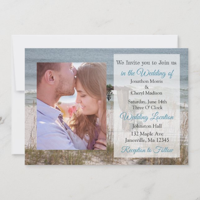 Invitation Seaside Mariage Beach Theme Photo Wedding Invite (Devant)