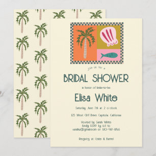 Invitation Seaside Soiree Fête des mariées Moderne Cute CUSTO