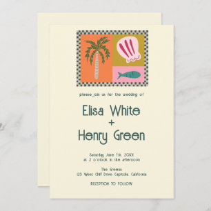 Invitation Seaside Soiree Modern Cute CUSTOM QR