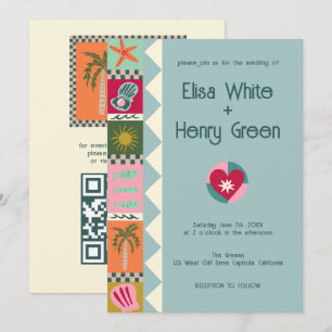 Invitation Seaside Soiree Modern Cute CUSTOM QR Mariage