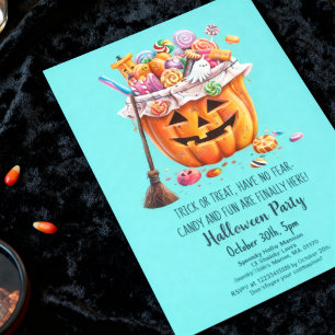 Invitation Seau de friandises de citrouille mignonne pour la
