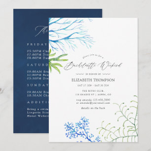 Invitation Seaweed Beach Bachelorette à thème Week-end