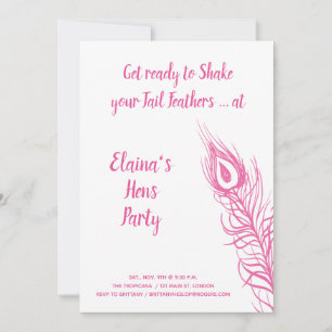 Invitation Secouez vos plumes de poules Fête rose et blanc
