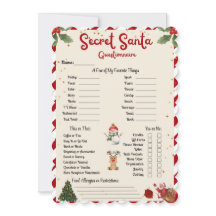 Secret Père Noël Questionnaire cadeau de vacances 