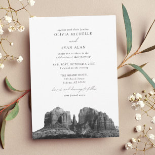 Invitation Sedona Arizona Classic Mariage noir et blanc