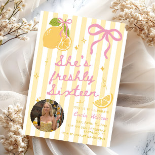 Invitation Seize citrons frais Rose & Jaune 16e Anniversaire
