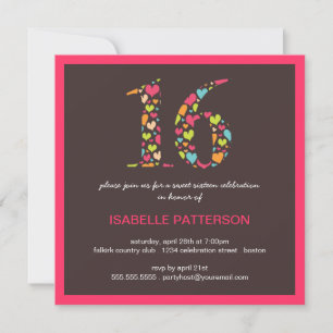 Invitation Seize de mes coeurs adorent l'invitation de 16 par