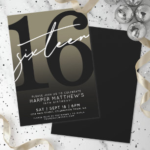 Invitation Seize Or Noir 16e Anniversaire