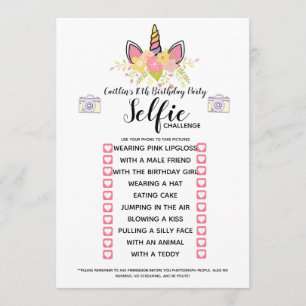 Invitation Selfie Challenge partie Anniversaire