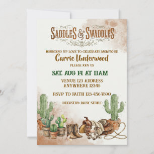Invitation Selles & Langages de bébé aquarelle Western