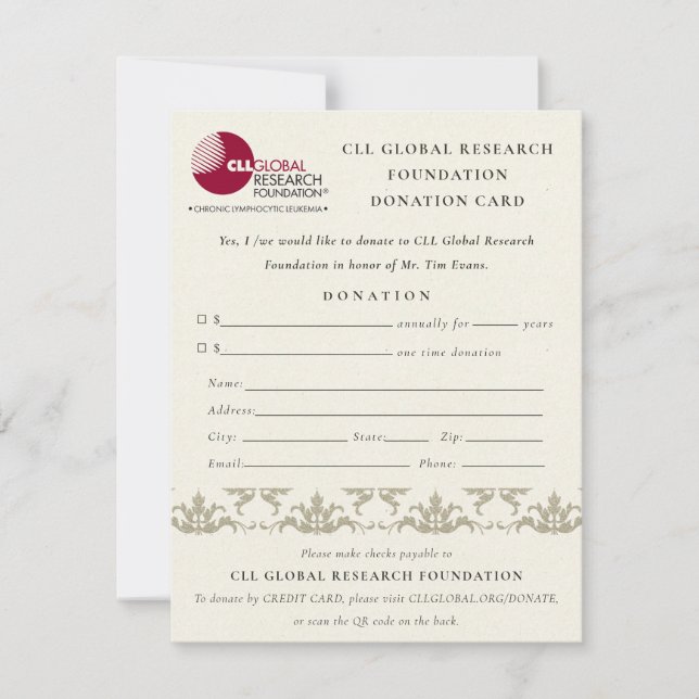 Invitation Séminaire Damask argenté, don avec code QR (Devant)