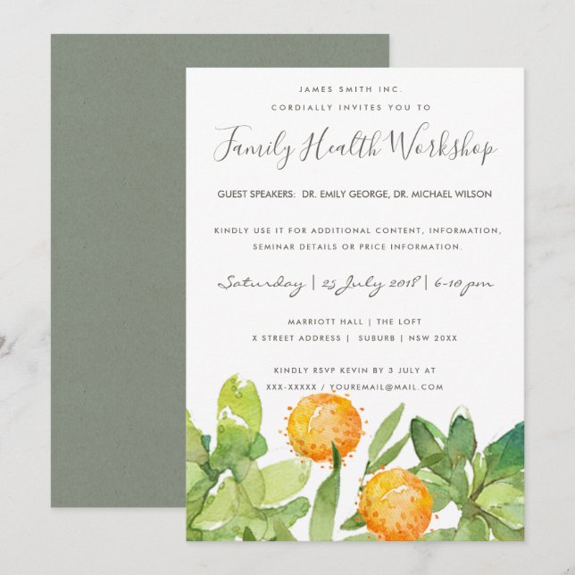 INVITATION SÉMINAIRE D'ATELIER SUCCULENT CACTUS WATERCOLOR (Devant / Derrière)