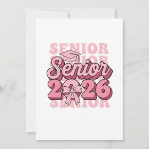 Invitation Senior 2026 Promotion 2026 Ruban Rose Coquette Dip