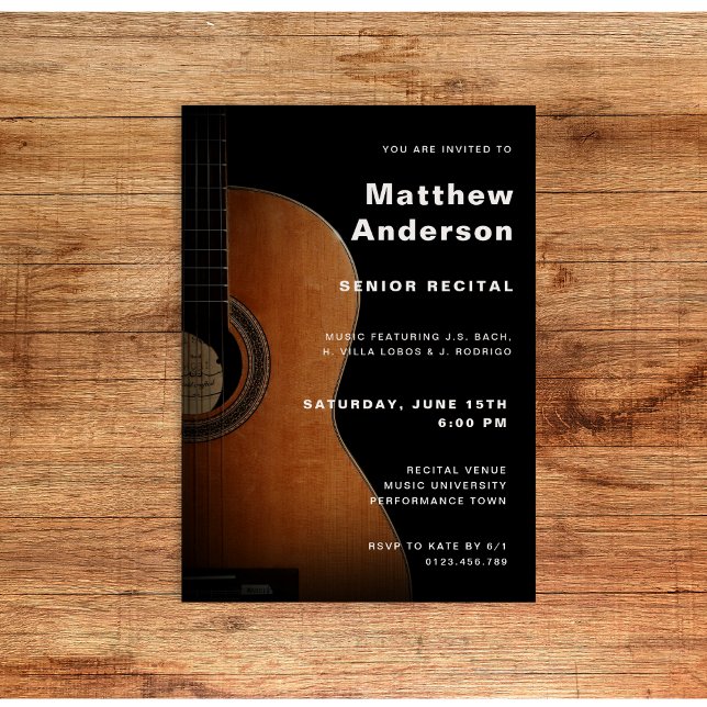 Invitation Senior Considérant Guitare Music Concert Moderne (Créateur téléchargé)