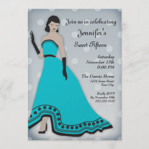 Invitation Senorita classique en turquoise et argent