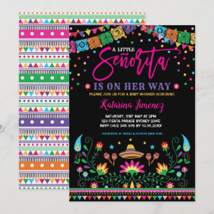 Invitation Senorita Fiesta Baby shower Floral mexicain