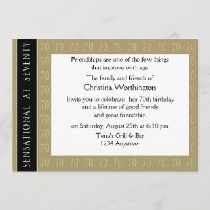 Invitation Sensationnel à l'invitation de 70 parties