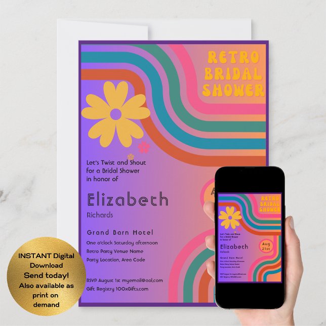 Invitation Sentez La Bataille ! Fête des mariées Cosmic Retro (Créateur téléchargé)