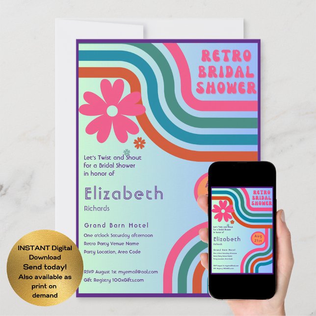 Invitation Sentez La Bataille ! Fête des mariées Cosmic Retro (Créateur téléchargé)