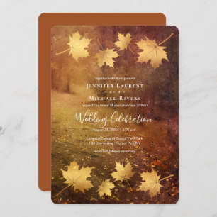 Invitation sentier d'automne érable feuille mariage rustique