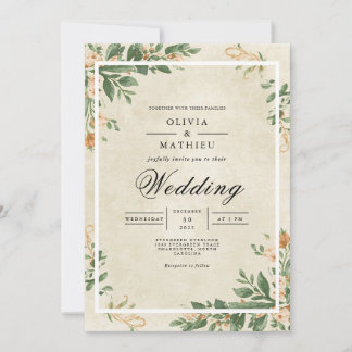 Invitation Sepia Mariage fleuri