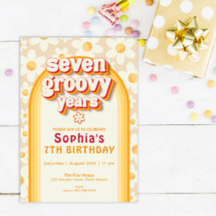 Invitation Sept années Super Boho Daisy Rainbow Anniversaire