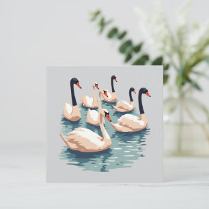 Invitation Sept cygnes nageant Cut-Out de style pochoir-1