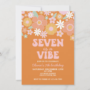 Invitation Sept est une ambiance Groovy Floral Rétro 7e anniv