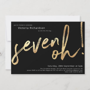 Invitation Sept Oh 70e anniversaire Black Gold Foil élégant