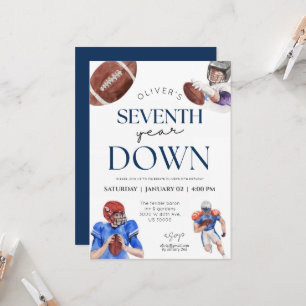 Invitation Septième année bas football thème garçon 7e annive