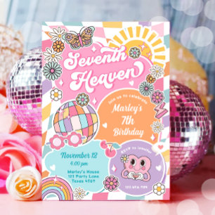 Invitation Septième Ciel Fille Retro Preppy Varsity Anniversa