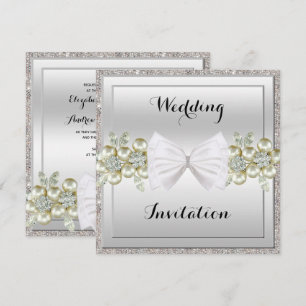 Invitation Séquins d'argent et Parties scintillant de gemmes 