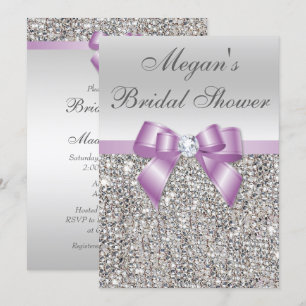 Invitation Séquins d'argent glamour Fête des mariées Lilac Bo