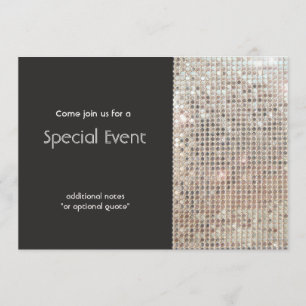 Invitation Séquins d'argent pétillant Festin Fun Party