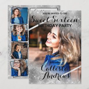 Invitation Séquins de Parties scintillant en argent Coins Pho