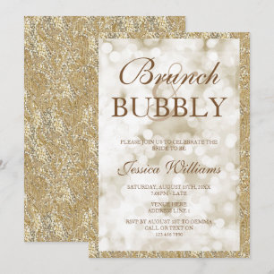 Invitation Séquins d'or Brunch & Fête des mariées de bulle
