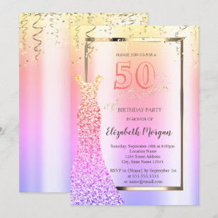 Invitation Sequins Dress Ombre 50e Anniversaire