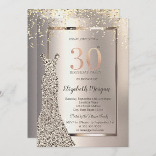 Invitation Sequins Robe Confetti Ivoire 30e anniversaire