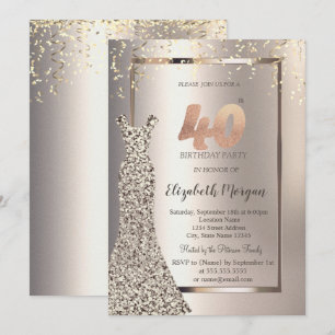 Invitation Sequins Robe Confetti Ivoire 40e anniversaire