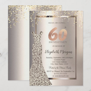 Invitation Sequins Robe Confetti Ivoire 60e anniversaire