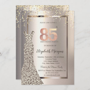 Invitation Sequins Robe Confetti Ivoire 65e anniversaire