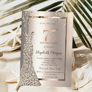 Invitation Sequins Robe Confetti Ivoire 75e anniversaire