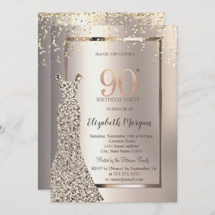 Invitation Sequins Robe Confetti Ivoire 90e anniversaire