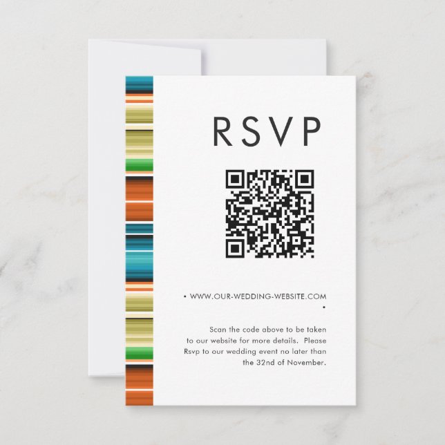 Invitation Serape Summer Stripes Mariage QR code RSVP (Devant)
