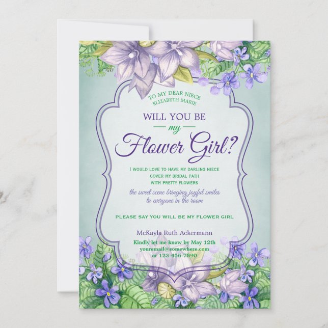 Invitation Seras-Tu Ma Demoiselle D'honneur Mariage Printanie (Devant)