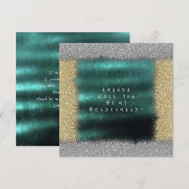 Invitation Seras-tu ma demoiselle d'honneur Paillettes dorées (Devant / Derrière)