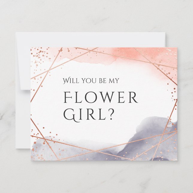 Invitation Seras-tu ma demoiselle d'honneur rose gold géométr (Devant)