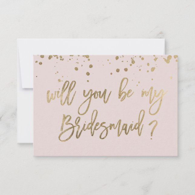 Invitation Seras-tu ma demoiselle d'honneur Typographie Rose  (Devant)